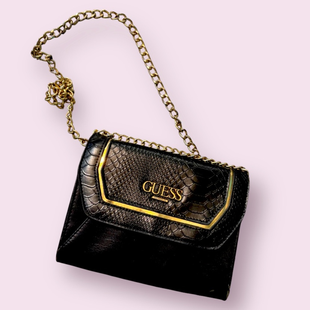 GUESS Black and Gold Crossbody Bag